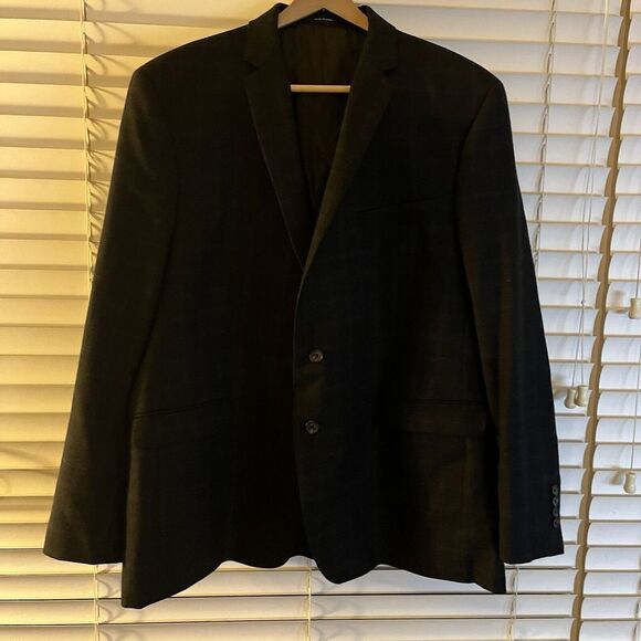 Ralph Lauren Navy label Gray Wool Windowpane Blazer - Size 50R - Elbow Patches